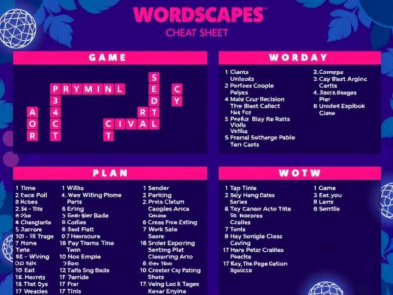 Strategy mind map for Wordscapes showing word connections