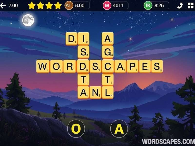 Wordscapes game interface showing puzzle solutions on mobile device