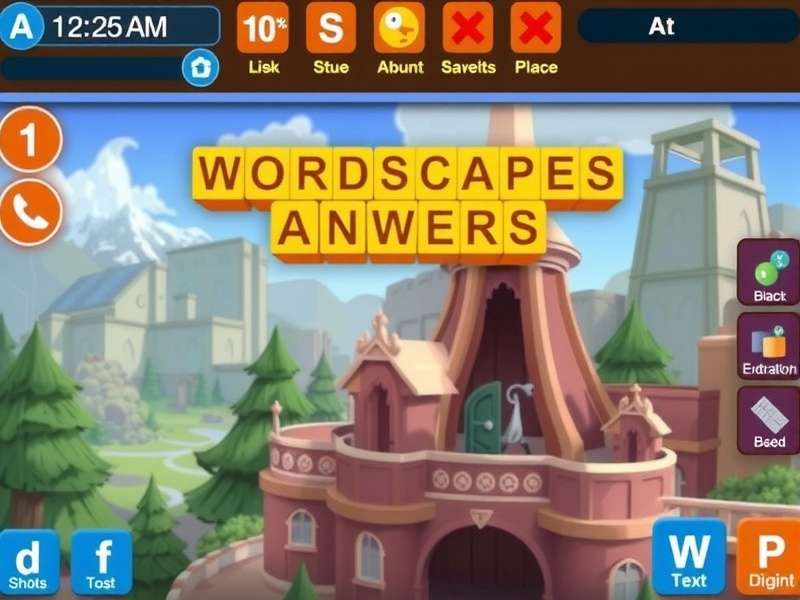 Wordscapes gameplay on mobile device showing level completion