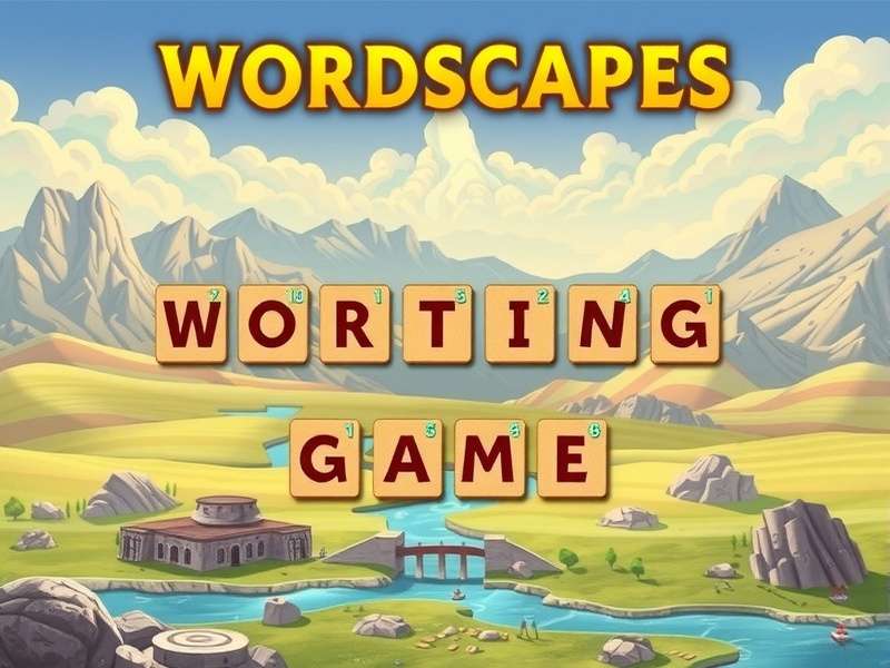 Wordscapes gameplay on a smartphone showing a bright puzzle with letters and a nature background
