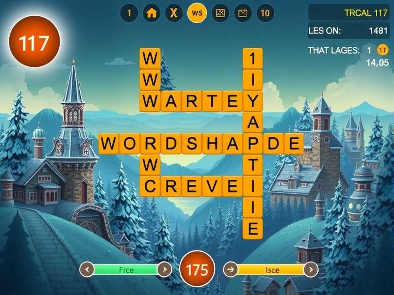 Wordscapes Level 117 gameplay screenshot showing the letter wheel and puzzle board