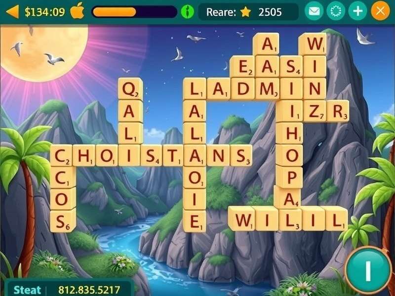 Wordscapes gameplay on mobile device showing beautiful puzzle interface