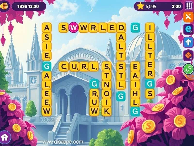 Wordscapes game screen showing coins and rewards