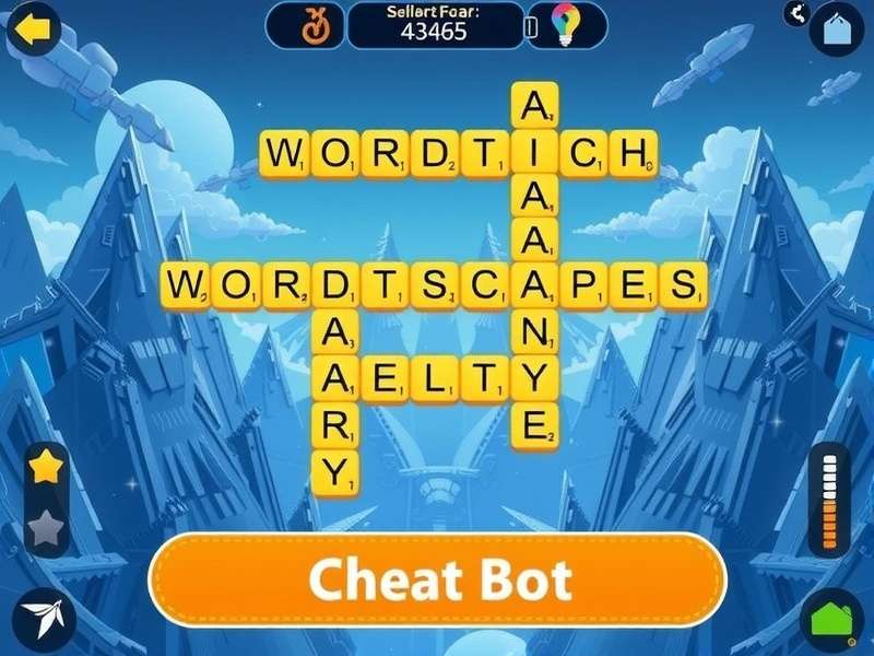 Wordscapes Gameplay on Mobile with Cheat Bot overlay