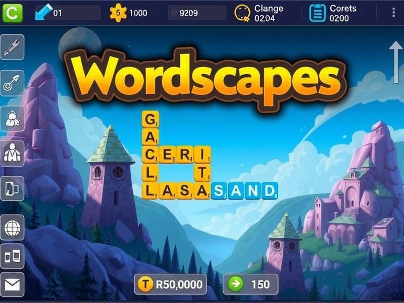 Visual guide showing Wordscapes gameplay with strategic overlay