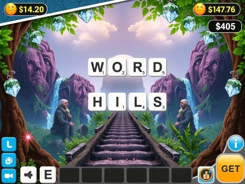 Close-up of a smartphone showing the Wordscapes Daily Puzzle interface with glowing letters