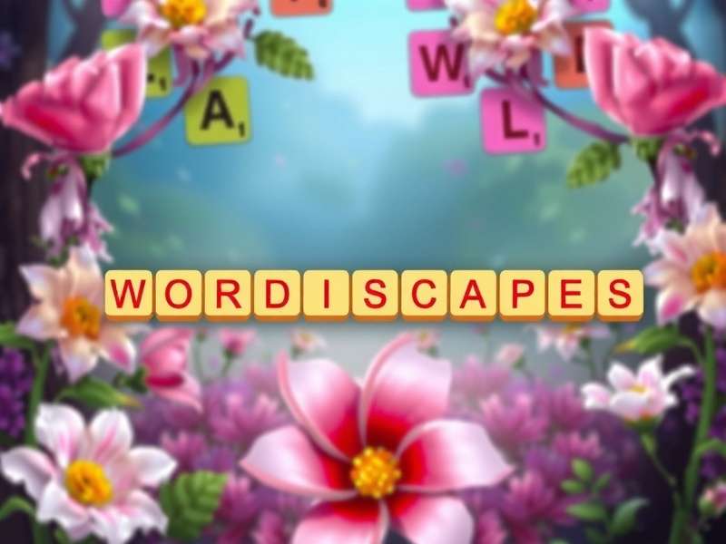 Wordscapes In Bloom gameplay screenshot showing floral themes and word puzzles