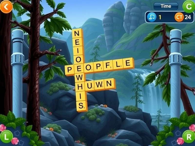 Wordscapes puzzle gameplay with letters and answers on a scenic background