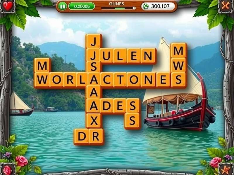 Wordscapes Daily Puzzle Jute gameplay on a mobile screen with tropical background